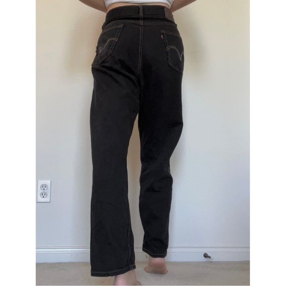 VINTAGE IAMKOKO.LA LEVI’S 550 BLACK REWORKED CRISSCROSS WAISTLINE - Picture 4 of 4